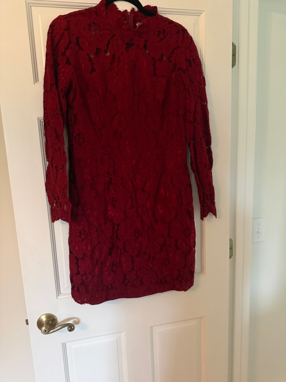 Betsey Johnson Red Lace Long-Sleeve Cocktail Dress